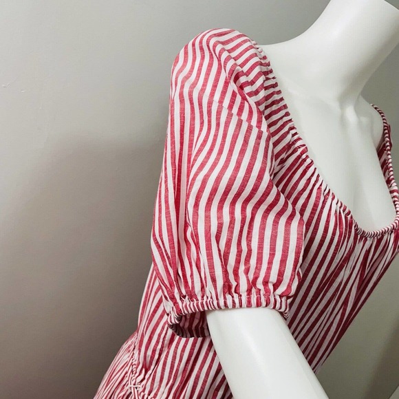 Draper James RSVP XL Maxi Dress Red White Stripe Tiered Short Sleeve Wide Neck - Picture 3 of 13